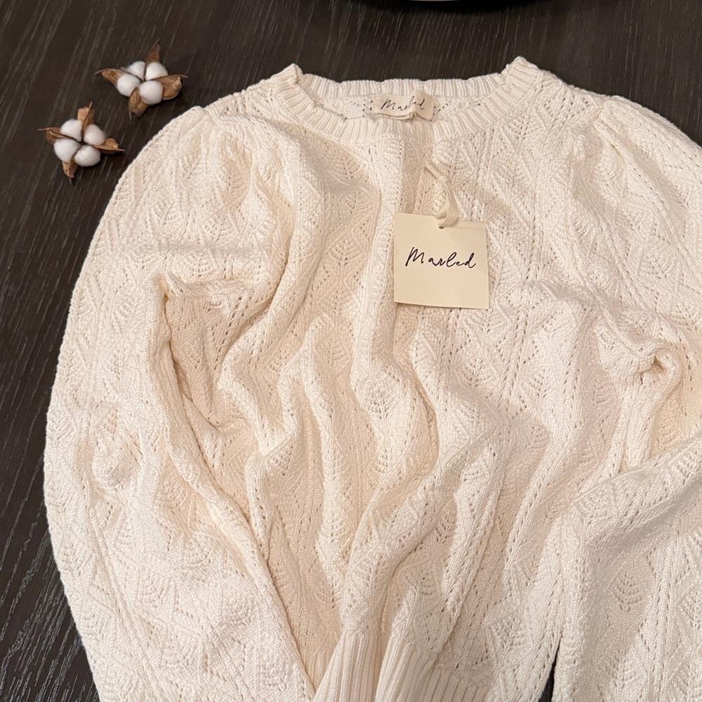 Marled Creamy White Diamond Knit Sweater - Picture 5 of 6